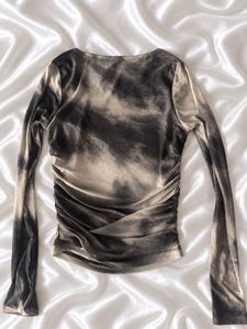 y2k smoky grey mesh top crop