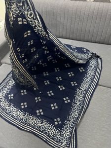 Navy Blue Printed Kurta Set with Dupatta