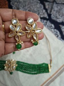 Elegant Kundan &amp; Pearl Necklace Set