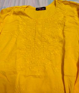 Vibrant Yellow Embroidered Kurta