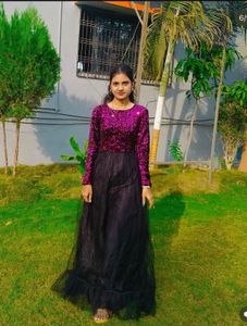 Sparkling Sequin Full Sleeve Gown