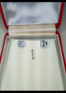 AD diamond Square cut Stud Earrings stone