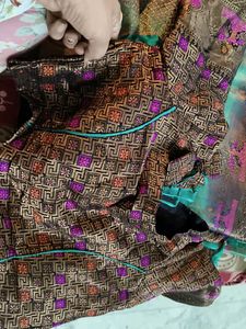 Elegant Teal &amp; Pink Silk Saree with matching blous