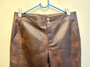 Brown Faux Leather Pants