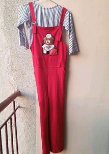 😍New Cute Red Dungree Set