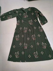 Elegant Olive Green Printed Kurta gown