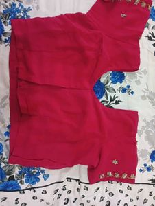 Stunning Pink Embroidered Saree with Blouse