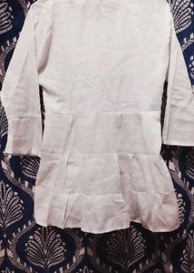Embroidered White Cotton Kurta Frock