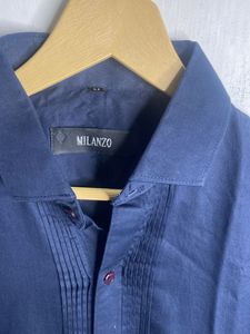 Classic Navy Blue Men's Dress Shirt