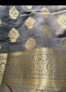 Elegant Dark Grey Saree with Gold