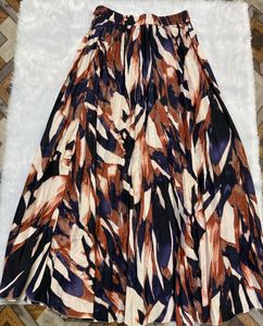 Boho Abstract Print Pleated Maxi Skirt