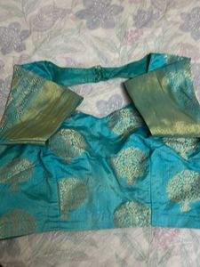 Beautiful Teal Silk Brocade Blouse