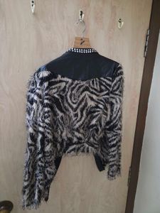 Bold Zebra Print Faux Fur Jacket
