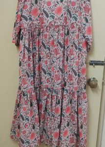 Elegant Tiered Floral Print Frock