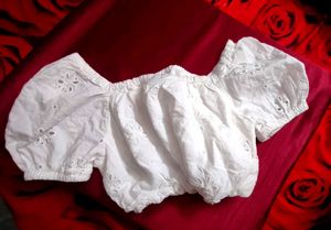 Chic White Off-Shoulder Eyelet Crop Top