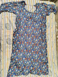 Blue Floral Printed Kurta