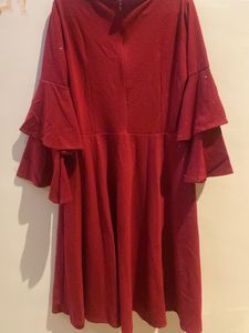 Burgundy Dress with Bell Sleeves
