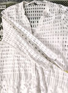 White Lace Overlay Tunic Top