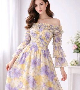 Boho Floral Ruffle Maxi Dress