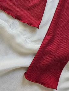 Blood Red Ribbed Top