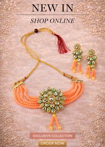 🌸Peach Kundan & Pearl Choker Set🌸