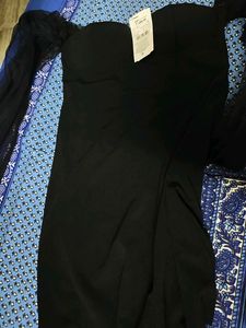 Elegant Black Mini Dress with Sheer Sleeves
