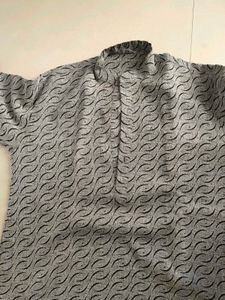 Stylish Grey Kurta with Wave Pattern