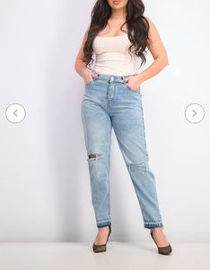 Mango Blue Washed Mom Jeans