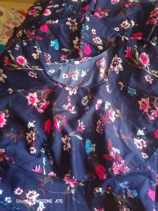 Navy Blue Floral Print Dress