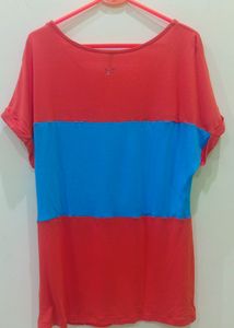 Orange and blue Tshirt for women