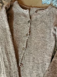 Gray Knit Cardigan with Bell Sleeves