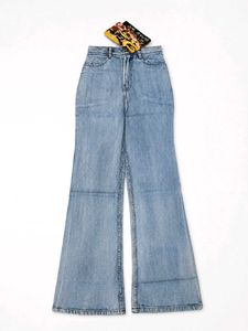 Y2K Light Wash Flare Jeans with Dhoom 2 Back Poc