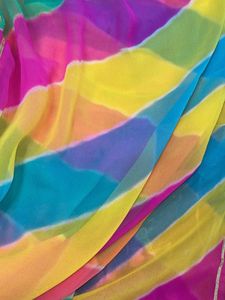multicolour Vibrant Rainbow Striped georgette Sare