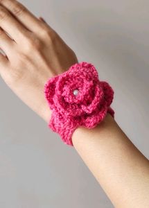 Handmade Crochet Rose Hair Tie Accessory