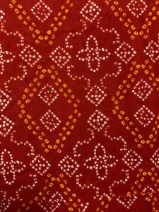 Red Bandhani Printed Kurta with Mirror Work