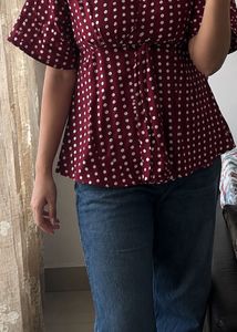 New Polka Dot Peplum Top