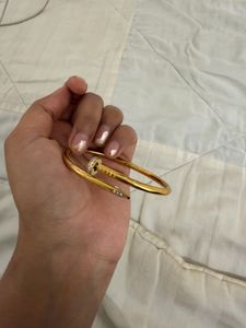 cartier Gold Nail Bracelet with Diamonds