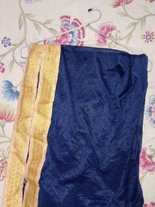 Elegant Navy Blue Saree with Golden Border