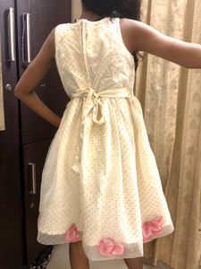 Girls' Cream &amp; Pink Party Dress