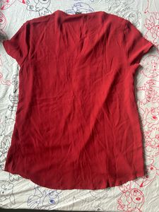 Chic Red Button-Up Blouse