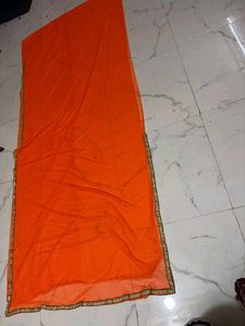 brand new Orange  Striped supper lightweight saree