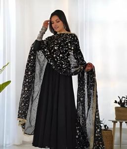 Pristine Black Anarkali &amp; Pants Set