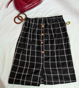 Black &amp; White Checkered Button-Up Skirt