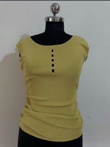 Yellow Button-Up Knit Top