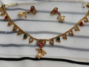 Elegant Pearl &amp; Gemstone Necklace Set