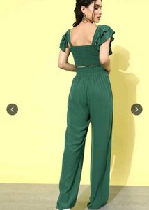 Elegant Green Crop Top &amp; Palazzo Set