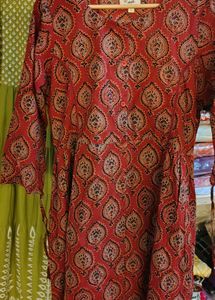 Maroon Printed Kurta