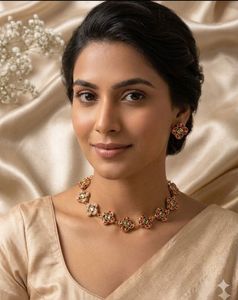 Handmade Elegant Floral Necklace with earring stud