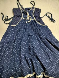 Vintage Blue Polka Dot Midi Dress