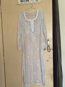 White Embroidered Kurti